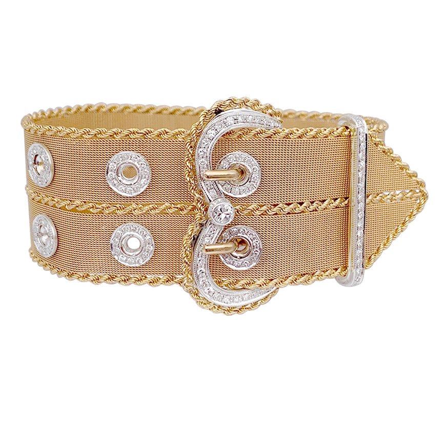 Bracelet vintage "Ceinture", or rose et diamants - Castafiore