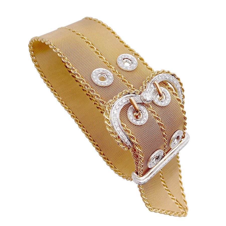 Bracelet vintage "Ceinture", or rose et diamants - Castafiore