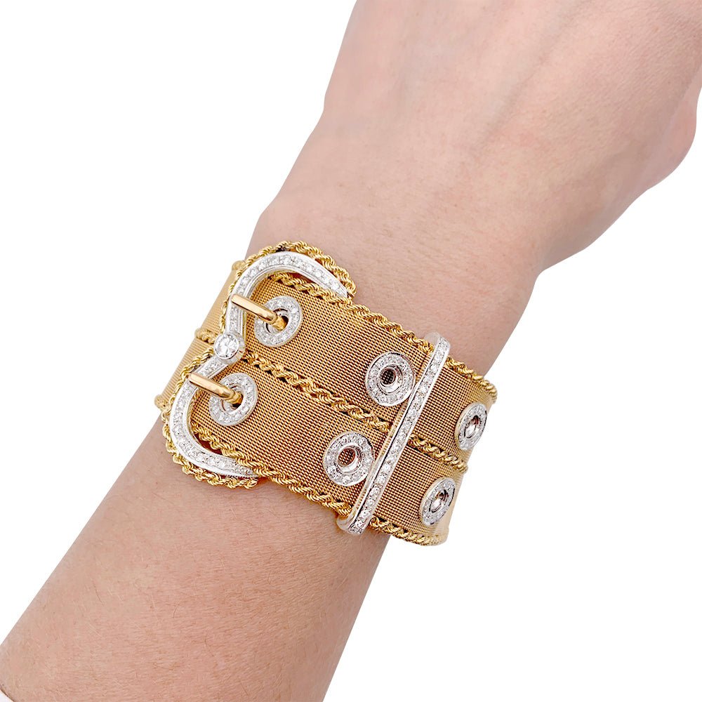 Bracelet vintage "Ceinture", or rose et diamants - Castafiore