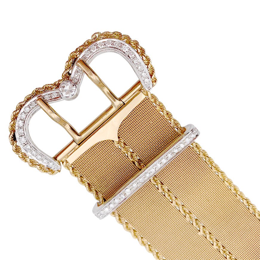 Bracelet vintage "Ceinture", or rose et diamants - Castafiore