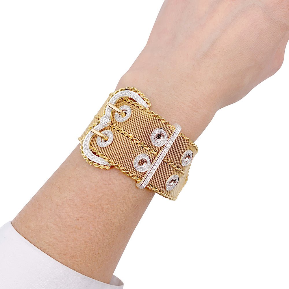 Bracelet vintage "Ceinture", or rose et diamants - Castafiore