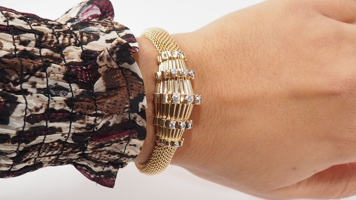 Bracelet vintage en or jaune et diamants - Castafiore