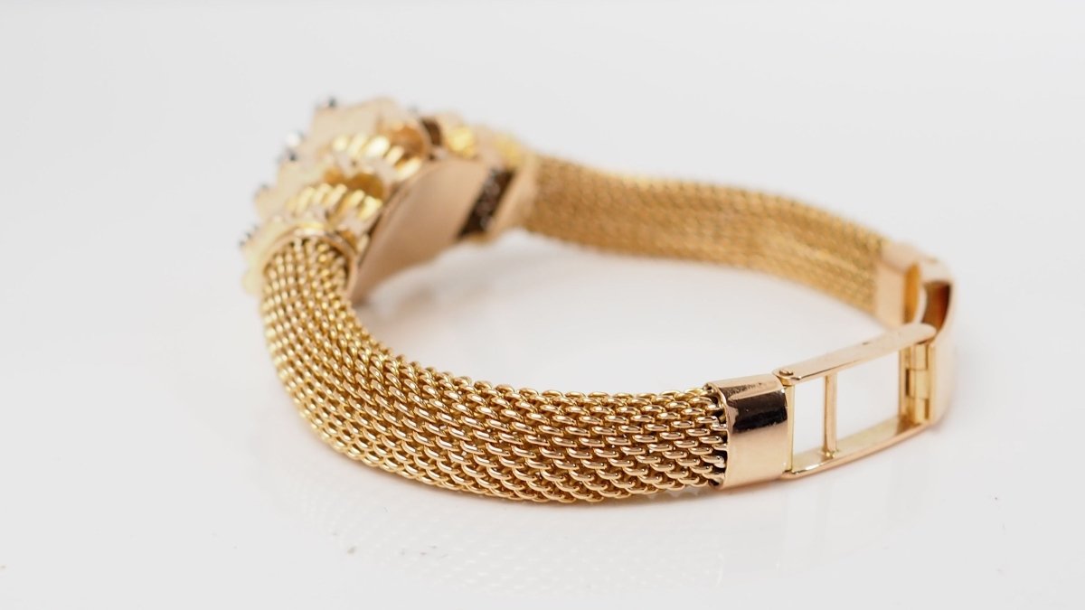 Bracelet vintage en or jaune et diamants - Castafiore