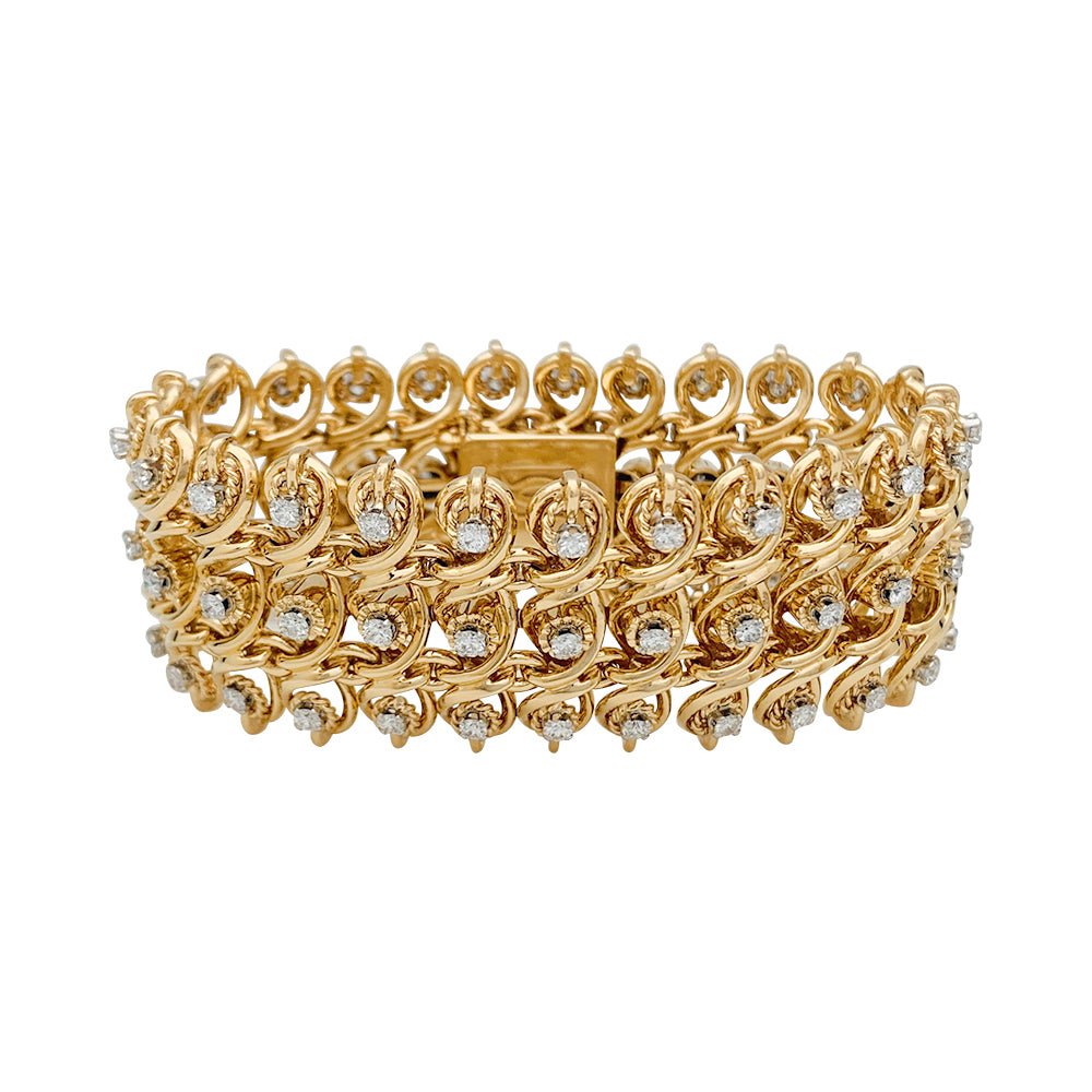 Bracelet vintage en or rose, platine et diamants - Castafiore
