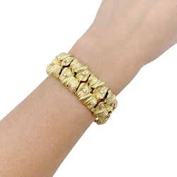 Bracelet vintage "Feuillage" en or jaune et diamants - Castafiore
