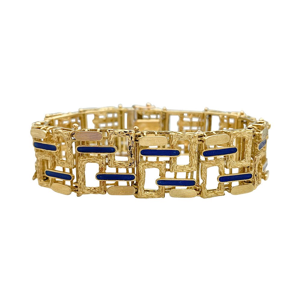 Bracelet vintage, or jaune, émail - Castafiore