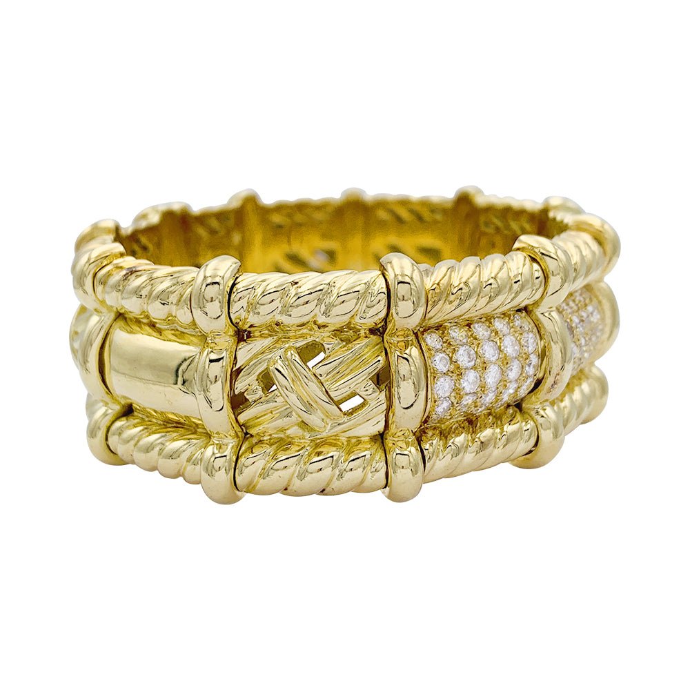 Bracelet vintage, or jaune et diamants - Castafiore