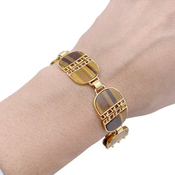 Bracelet vintage, or jaune, oeil de tigre - Castafiore