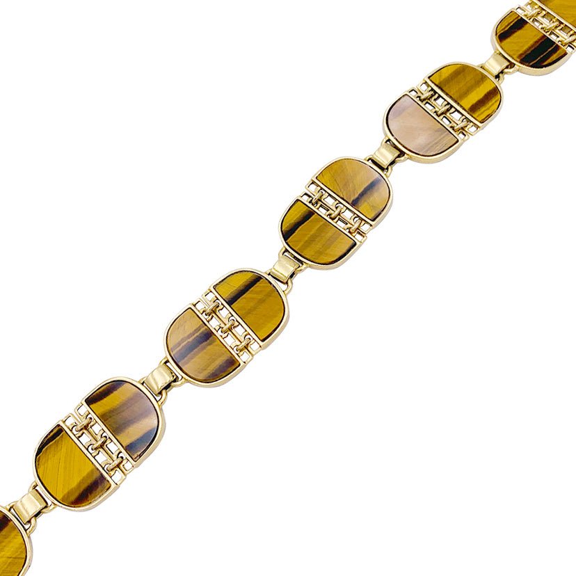Bracelet vintage, or jaune, oeil de tigre - Castafiore