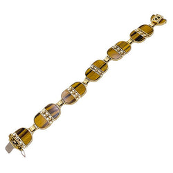 Bracelet vintage, or jaune, oeil de tigre - Castafiore