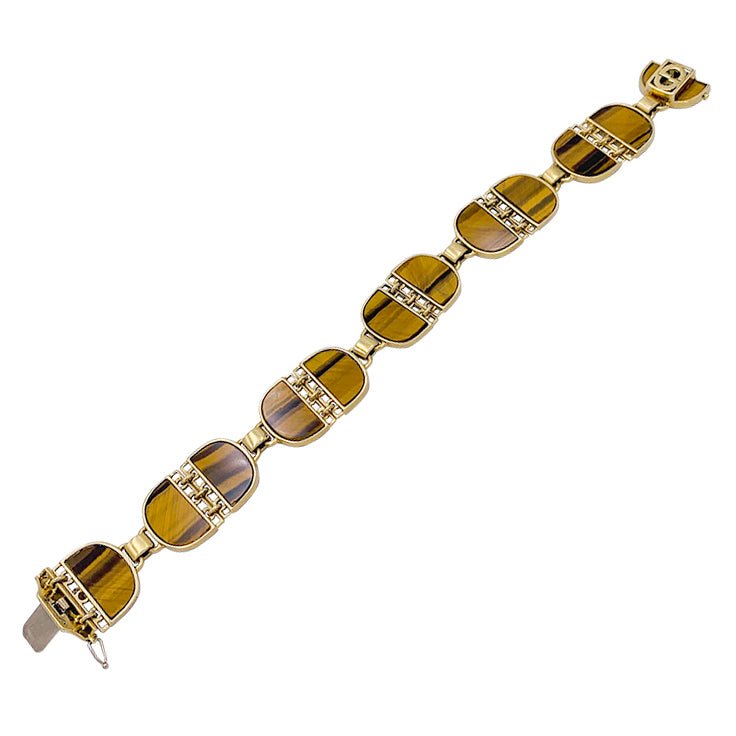 Bracelet vintage, or jaune, oeil de tigre - Castafiore