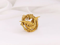 Broche ancienne chimère en or 18k et perle fine - fin du XIXe siècle - Castafiore