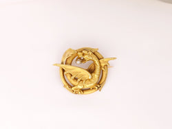 Broche ancienne chimère en or 18k et perle fine - fin du XIXe siècle - Castafiore