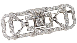 Broche ancienne en or blanc et diamants - Castafiore