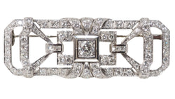 Broche ancienne en or blanc et diamants - Castafiore