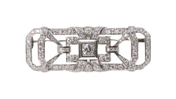 Broche ancienne en or blanc et diamants - Castafiore