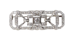 Broche ancienne en or blanc et diamants - Castafiore