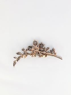 Broche ancienne trembleuse en or, argent et diamants - Castafiore