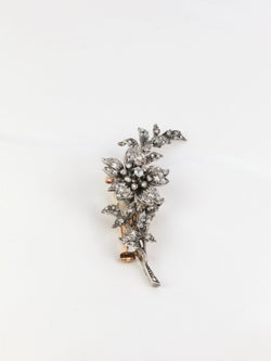 Broche ancienne trembleuse en or, argent et diamants - Castafiore