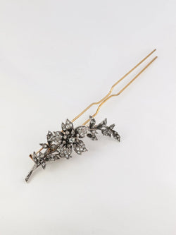 Broche ancienne trembleuse en or, argent et diamants - Castafiore