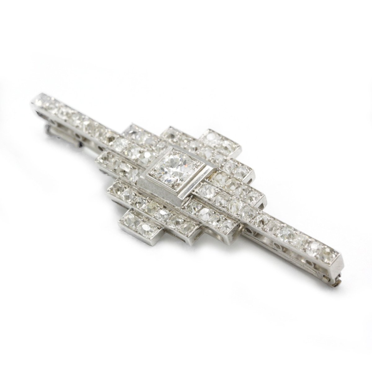 Broche Art-Déco - Or, Platine & diamants - Castafiore