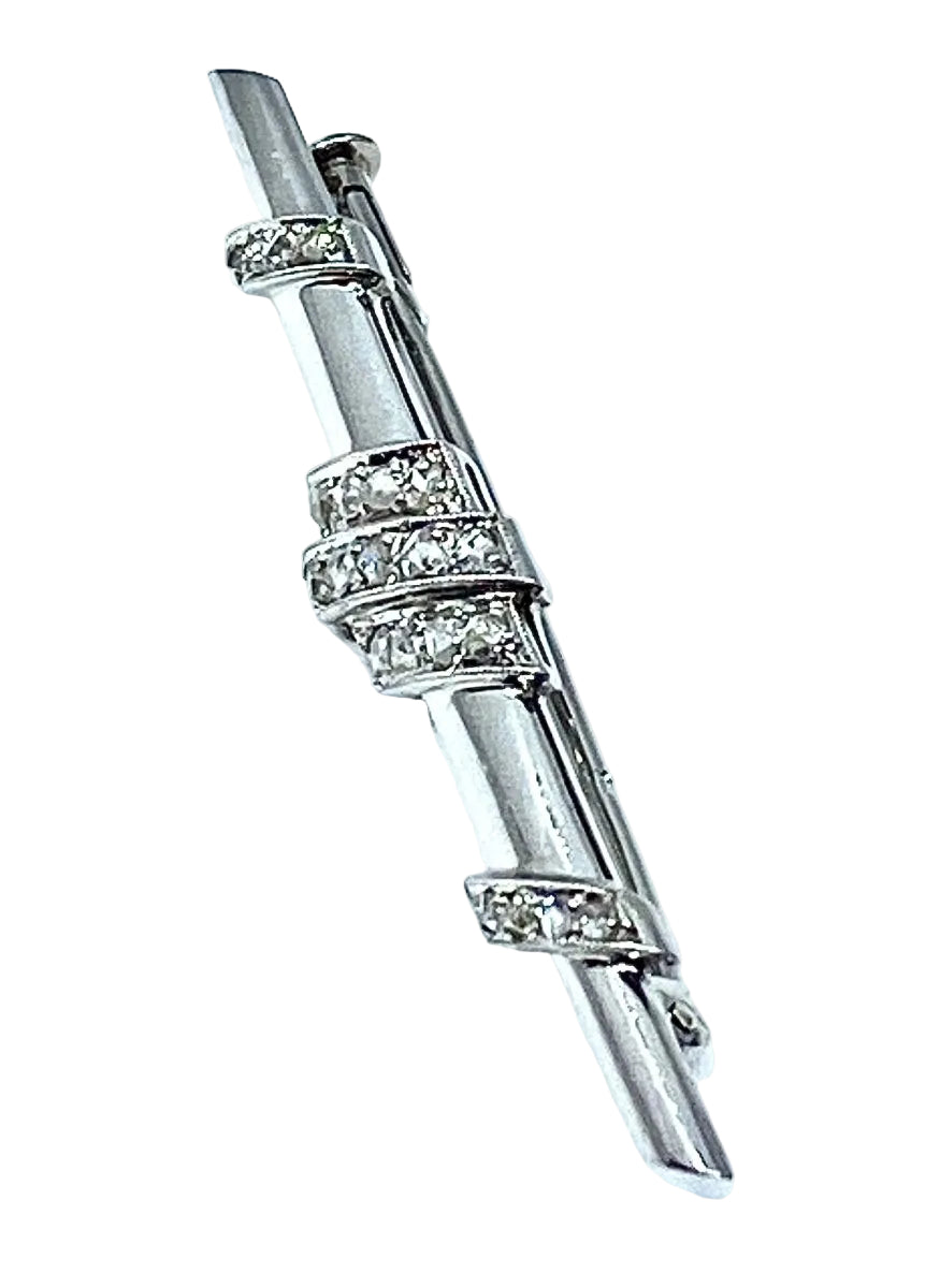 Broche barette en platine et diamants, vers 1900 - Castafiore