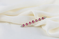 Broche Barrette Ancienne en Or, Diamants et Saphirs Roses - Castafiore