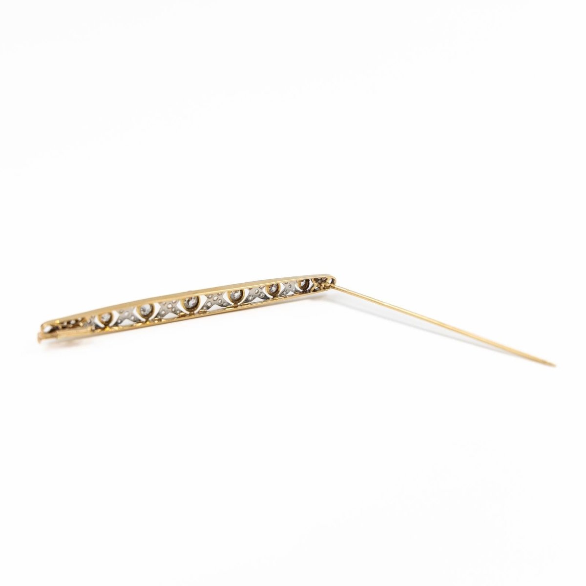 Broche Barrette Art déco en 2 ors et diamants - Castafiore