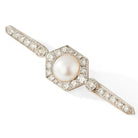 Broche Barrette en or blanc et or jaune, perle et diamants - Castafiore