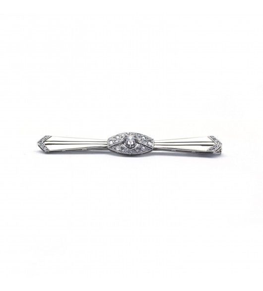 Broche Barrette en or blanc, platine et diamants - Castafiore