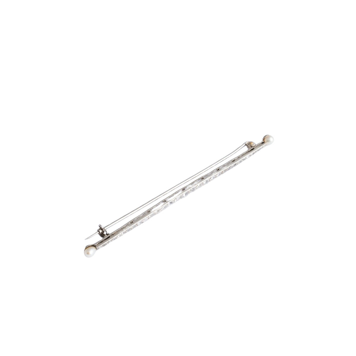 Broche barrette en or gris et diamants - Castafiore