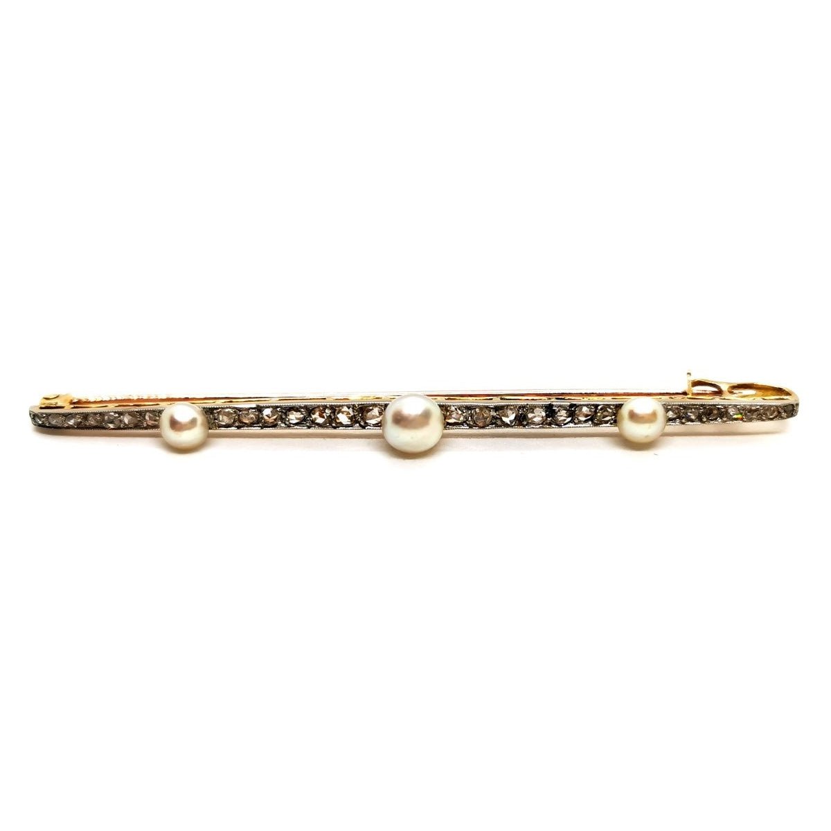 Broche Barrette en or jaune, platine et diamants - Castafiore