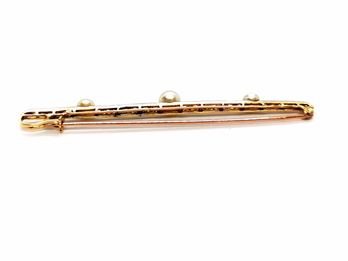 Broche Barrette en or jaune, platine et diamants - Castafiore