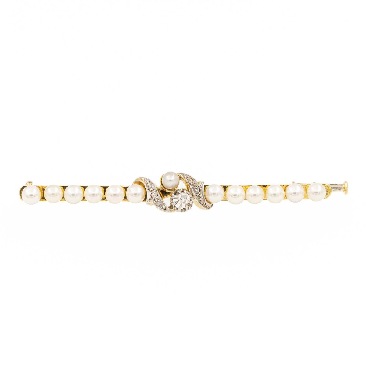 Broche Barrette Or jaune Diamant - Castafiore