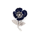 Broche BOUCHERON "Eglantine" en or blanc, platine, émail bleu et diamants - Castafiore