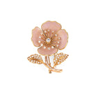 Broche BOUCHERON "Eglantine" en or jaune, émail rose et diamants - Castafiore