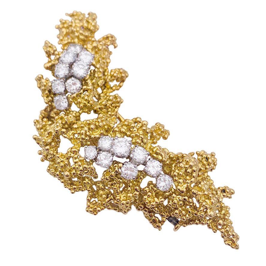 Broche BOUCHERON en or jaune, platine et diamants. - Castafiore