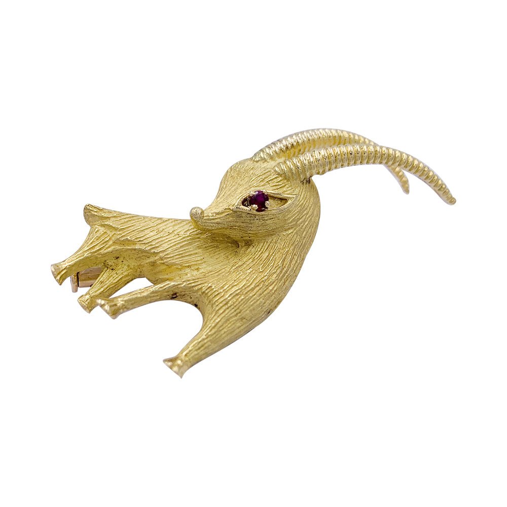 Broche "Bouquetin" en or jaune - Castafiore