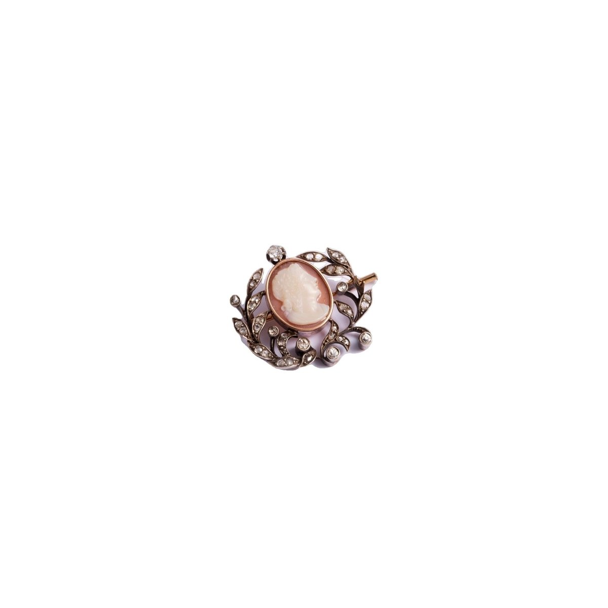 Broche Camée en or jaune et argent - Castafiore