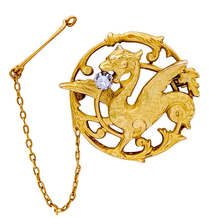 Broche "Chimère" or jaune et diamant. - Castafiore