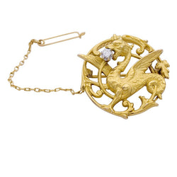 Broche "Chimère" or jaune et diamant. - Castafiore