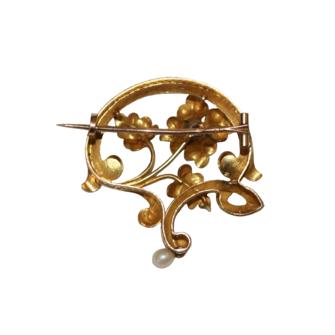 Broche Clip en or jaune et en perle - Castafiore
