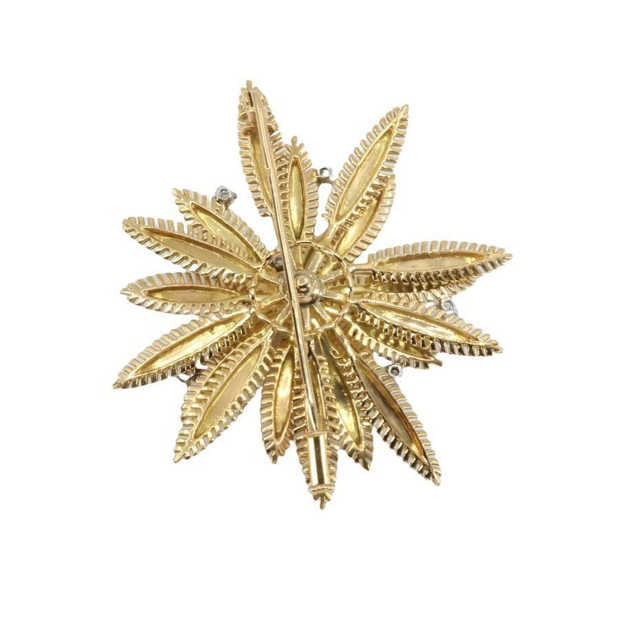 Broche Clip fleur en or jaune Et diamants - Castafiore