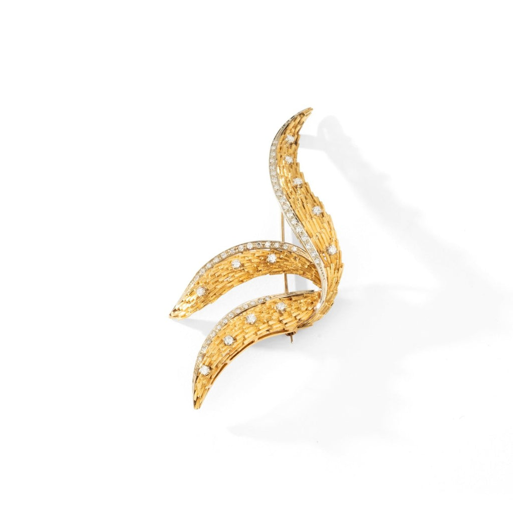 Broche Clip VB en or jaune et or blanc et en diamant - Castafiore