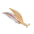 Broche double feuille en 2 ors, rubis et diamants - Castafiore