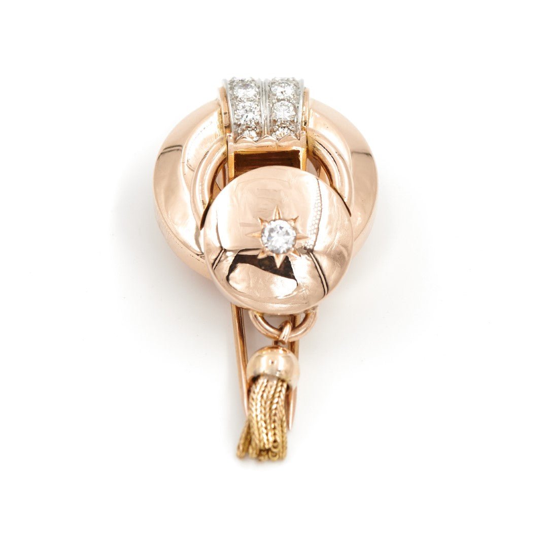 Broche en 2 ors, platine et diamants - Castafiore