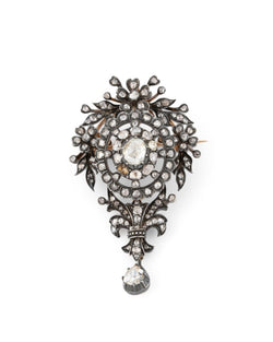 Broche en or jaune, argent et diamants Fin XIX - Castafiore