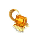 Broche en or jaune, citrine et diamants - Castafiore