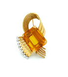 Broche en or jaune, citrine et diamants - Castafiore