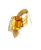 Broche en or jaune, citrine et diamants - Castafiore